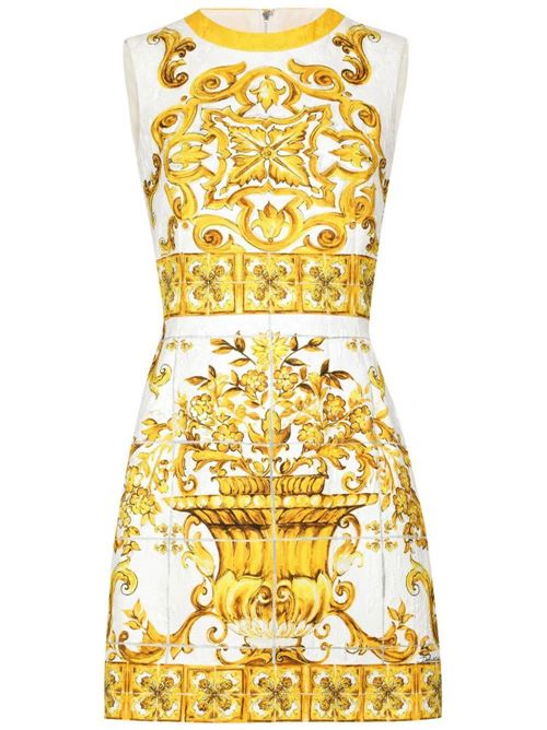 Yellow silk Majolica dress Dolce & Gabbana | F68A8TFPTAHHG3TN